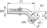Схема углового фитинга BSP - 45 градусов