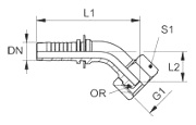 Схема углового фитинга DKOL - 45 градусов