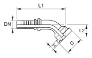 Схема углового фитинга фланца SFL 3000PSI - 45 гра