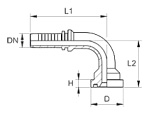 Схема углового фитинга фланца SFL 3000PSI - 90 гра